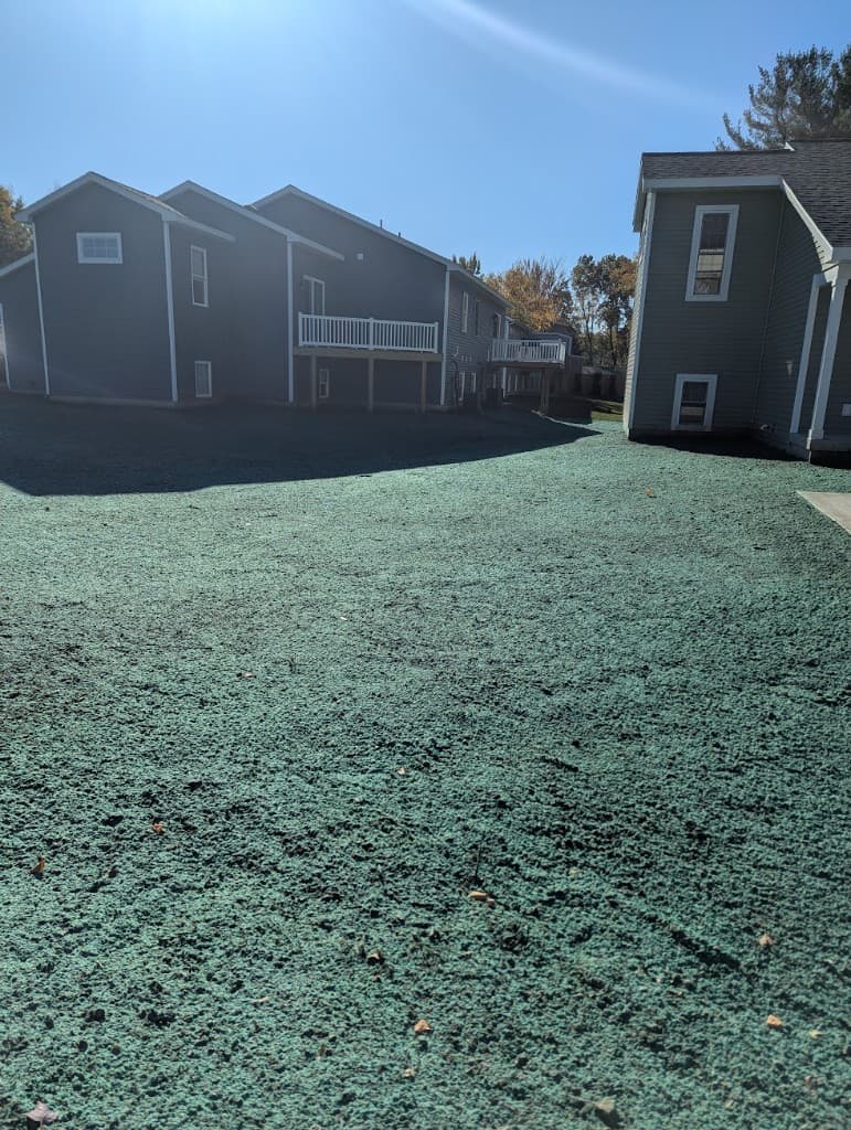 Hydroseeding in a new residential development