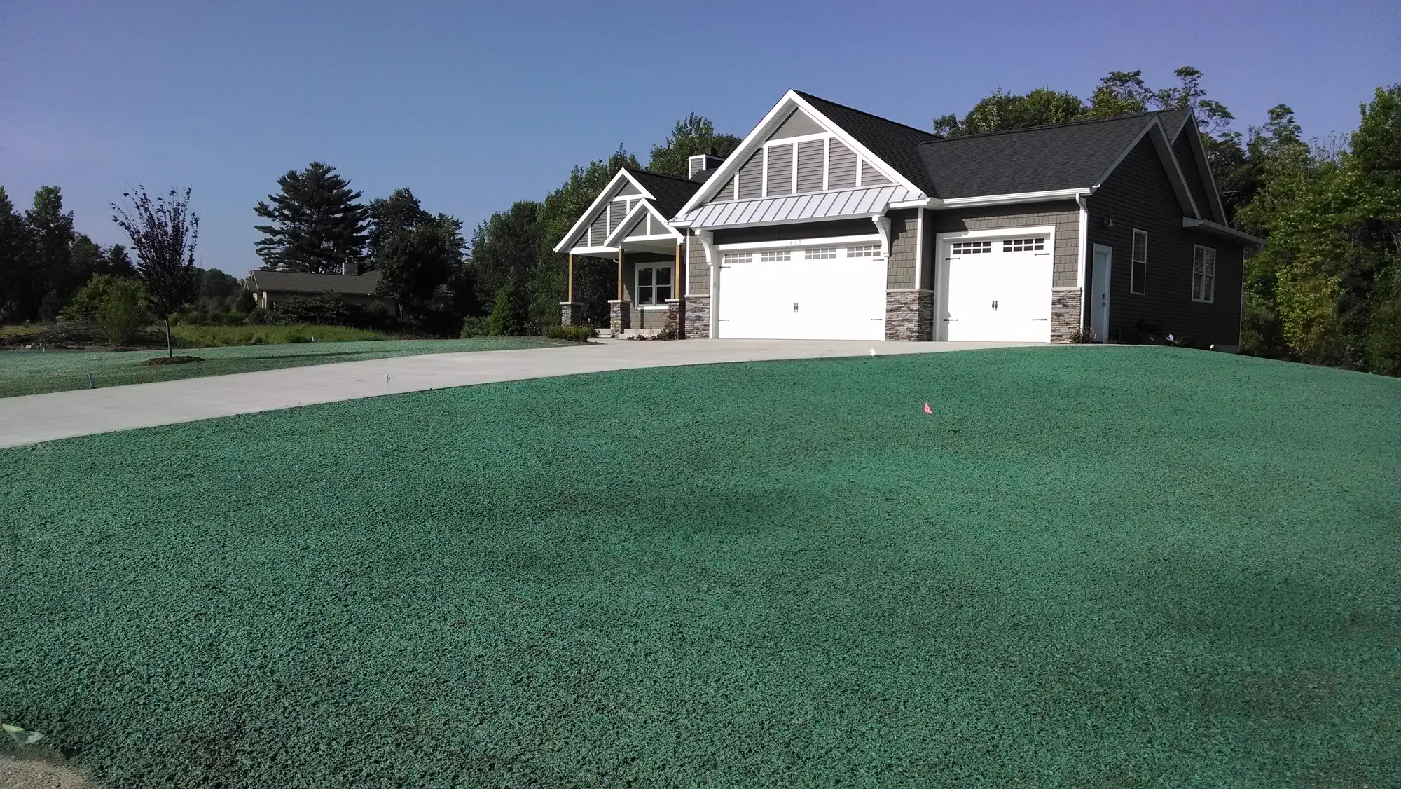 Professional hydroseeding in action