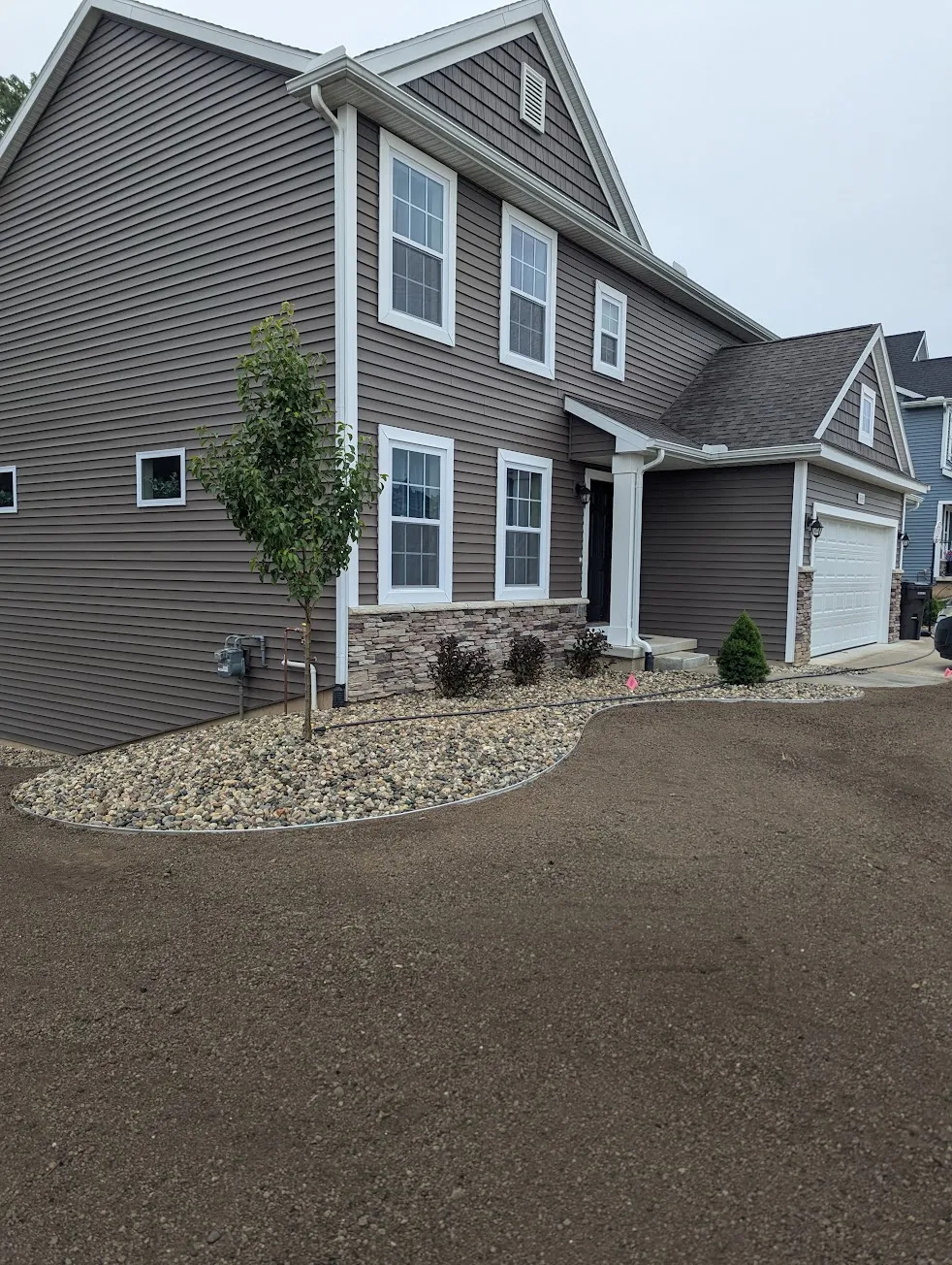 River rock landscaping detail